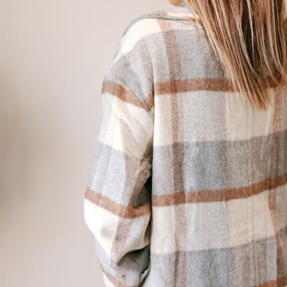 🆕 PLAID WOVEN OVERCOAT - Picture 5 of 5